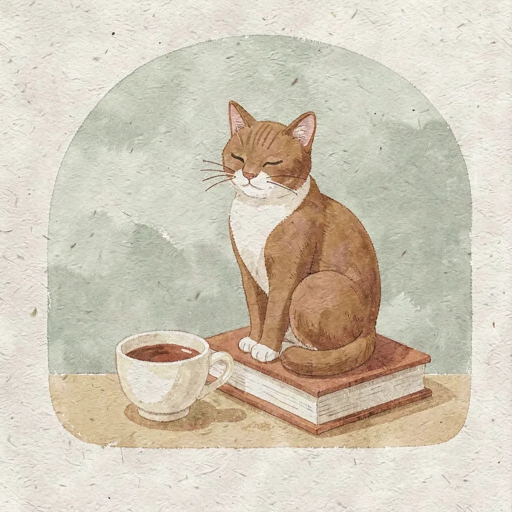 Tea & Tales — cat illustration by Noni nyan