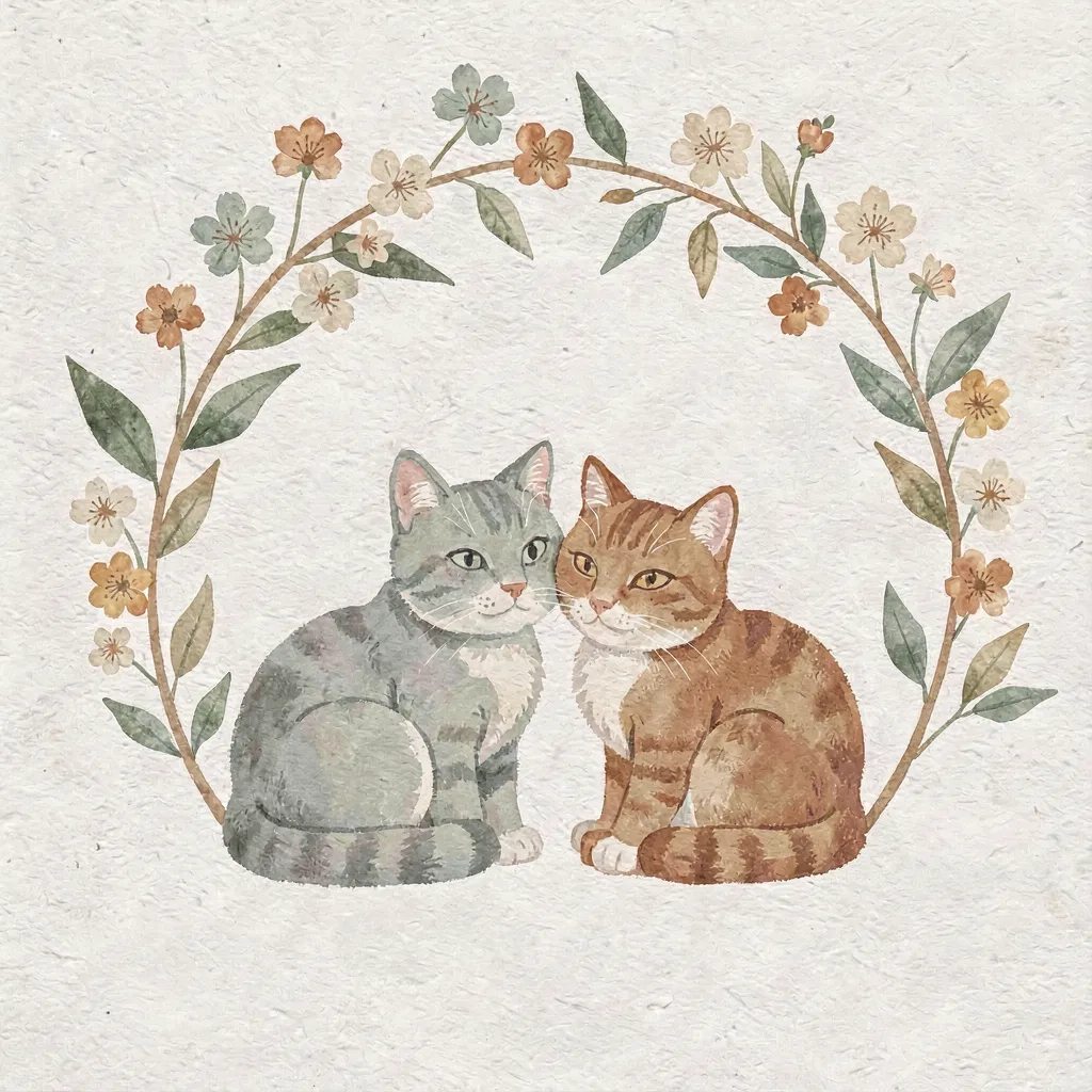 Two of a Kind — original cat illustration by Noni nyan